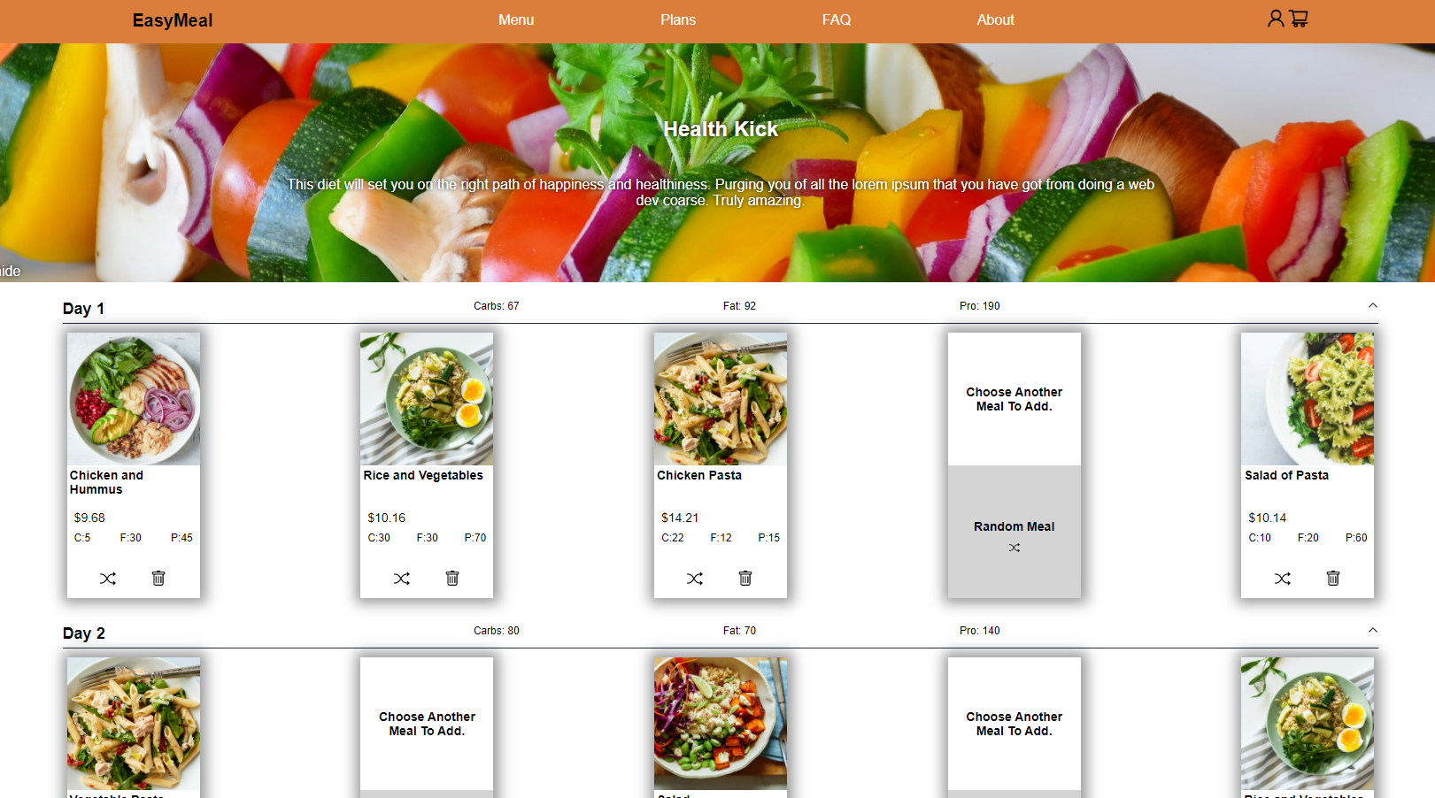 GitHub - TomIHAU/easyMeal: A meal delivery / planning website. A solo ...