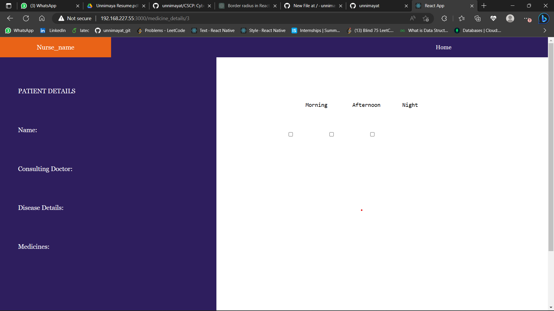 GitHub unnimayat/MedTrack A web app to keep track of patients in