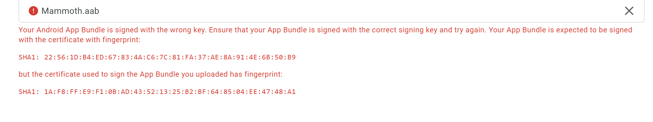 [BUG] Cannot submit updated Android App Bundle to the Google Play Store ...