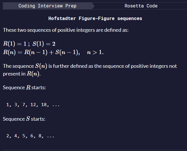 Hofstadter Figure-Figure sequences Rosetta challenge needs a better ...
