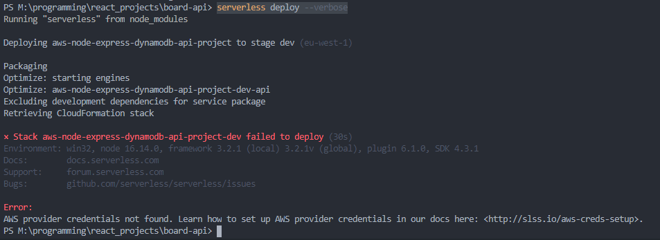 Failed to deploy. AWS provider credentials not found · Issue #10729 ...