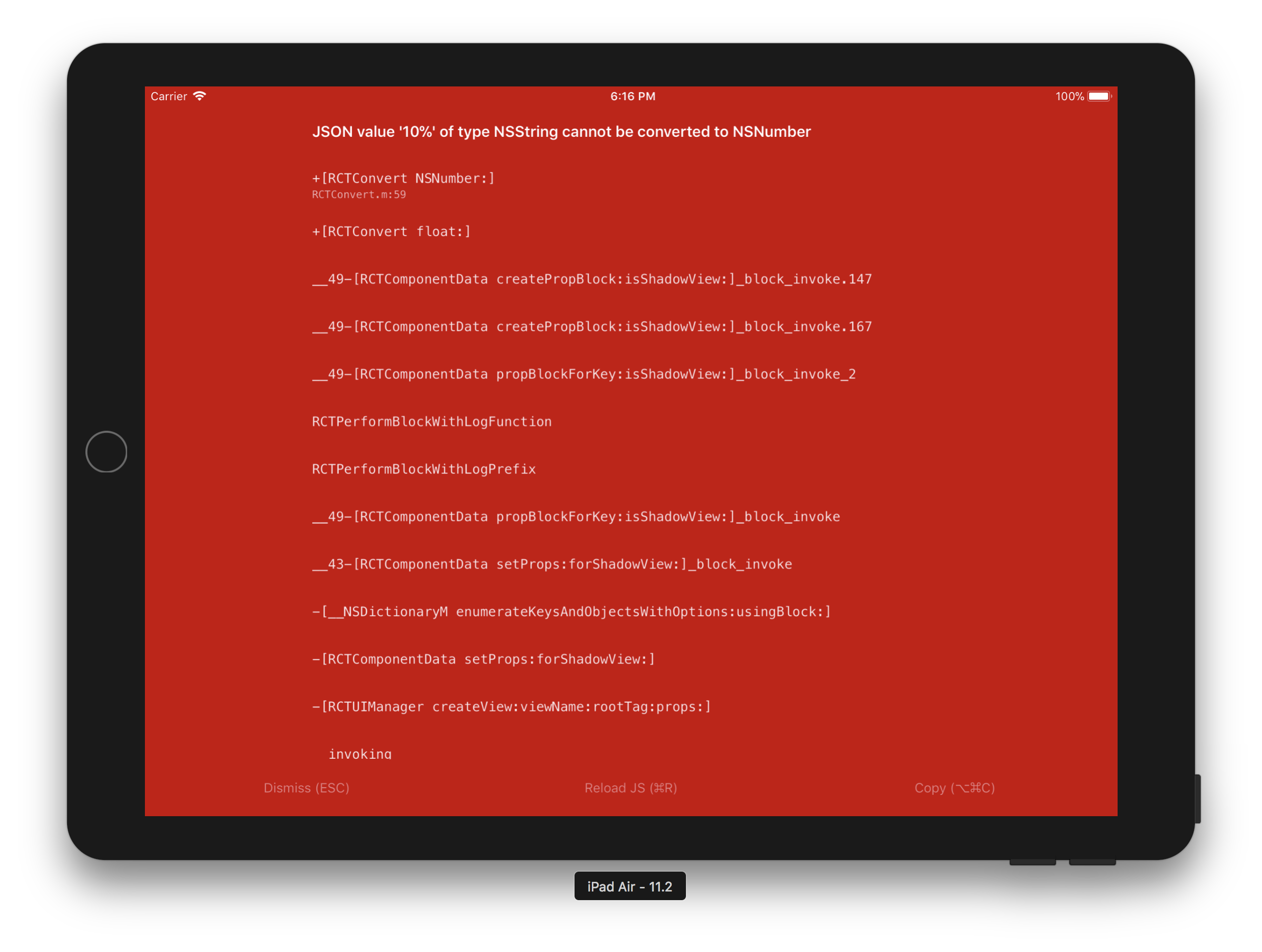 reactdevtools throw error when setting margin as percentage · Issue