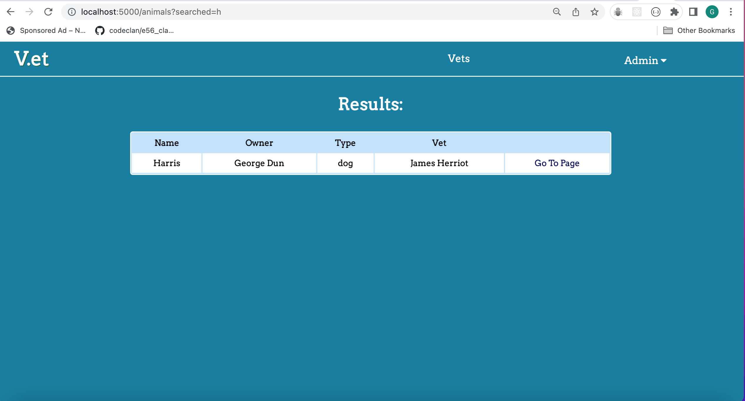 GitHub - g-dunlop/Vet-Management-App: Full-Stack app built on week 5 of ...