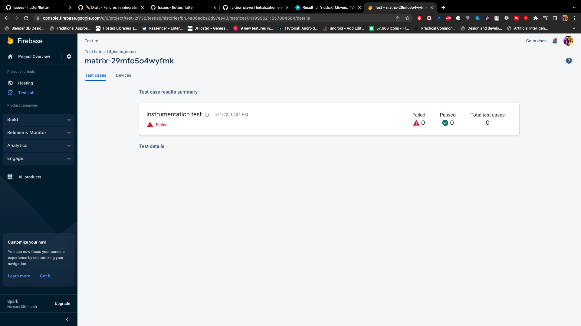 Failures in integration tests are not reported correctly in Firebase ...
