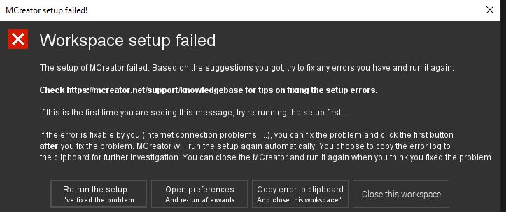 My project doesn't start. · Issue #1705 · MCreator/MCreator · GitHub