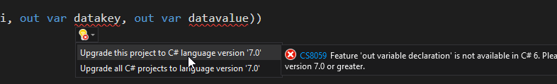 Feature 'out variable declaration' is not available in C# 6 · Issue ...