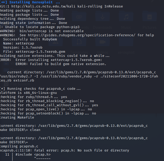 error when installing xettercap · Issue 278 · LionSec/xerosploit · GitHub