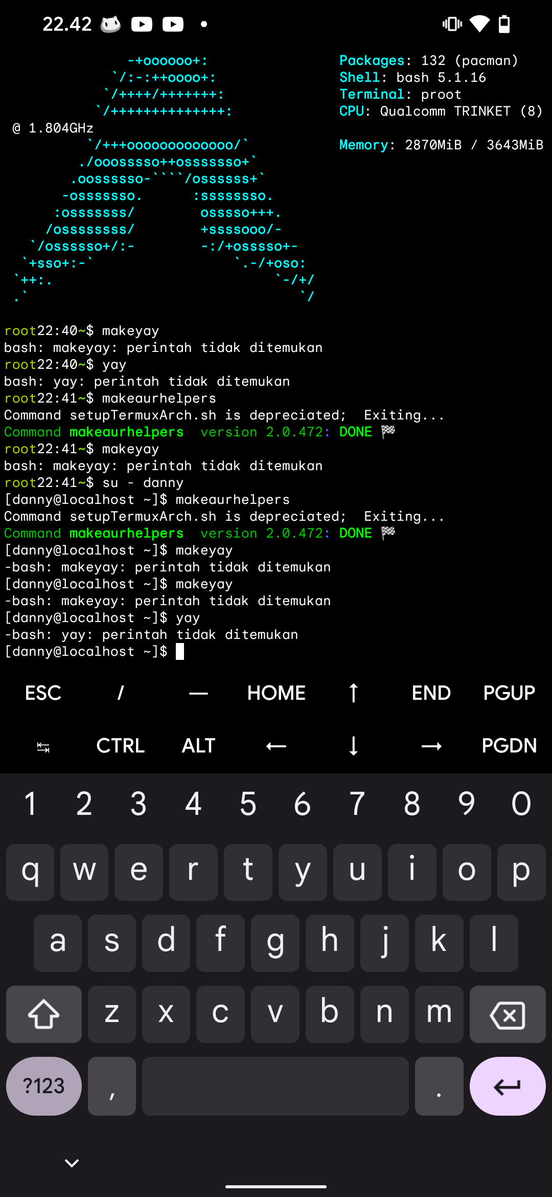 Makeyay Command not found · Issue #86 · TermuxArch/TermuxArch · GitHub