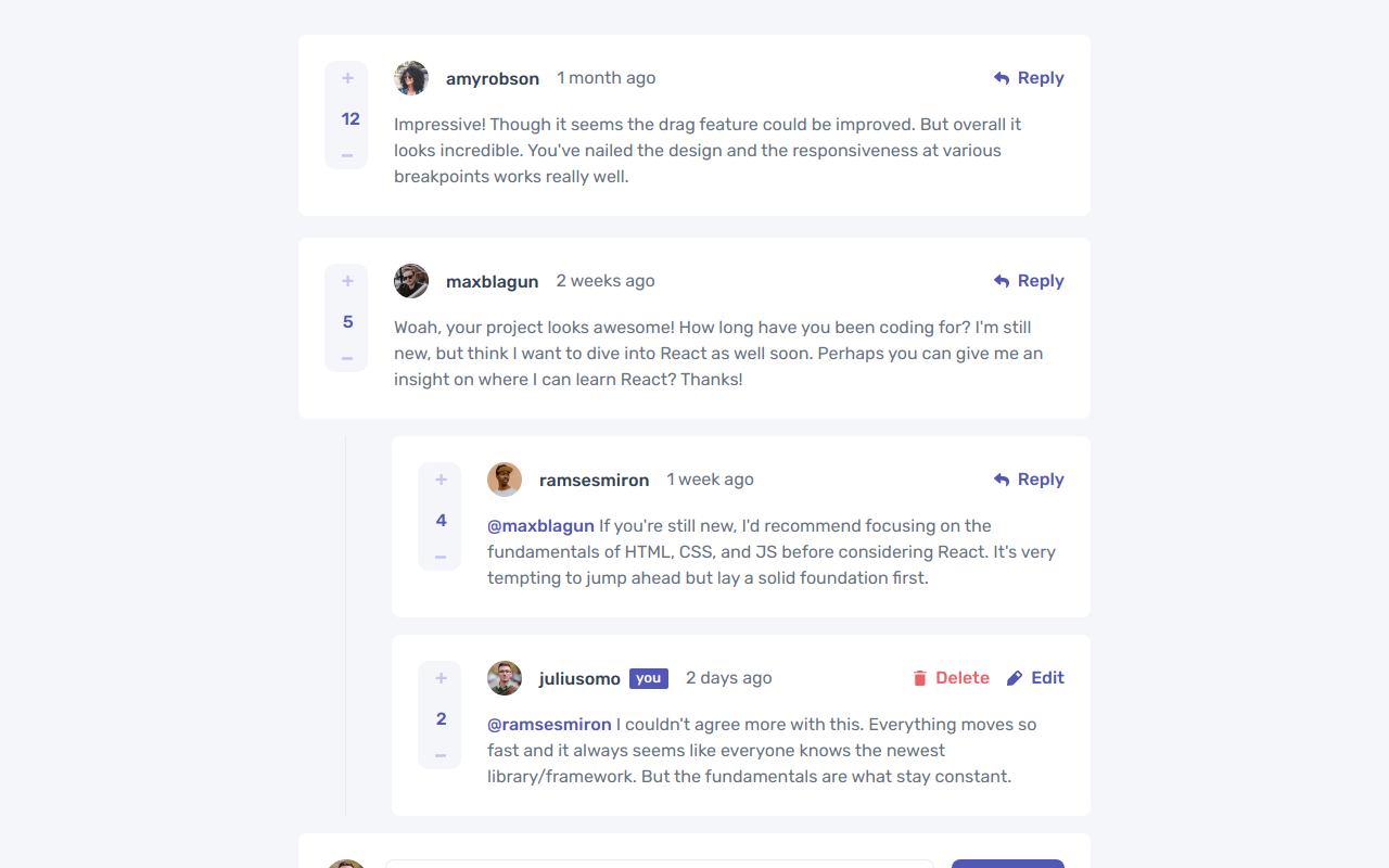 GitHub - MarleyReyna/Comment-Section