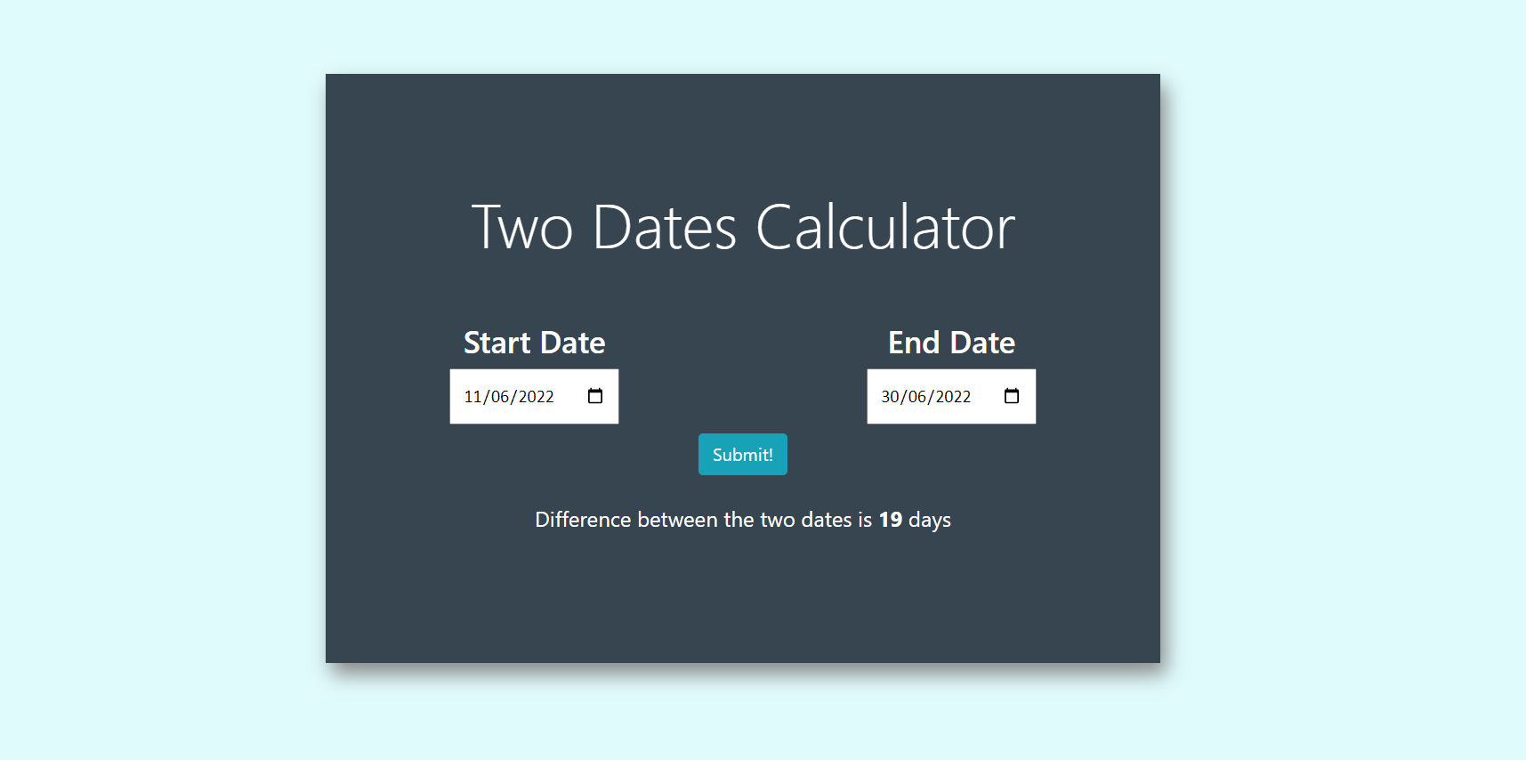 GitHub duaneywadey/TwoDatesCalculator A web application that