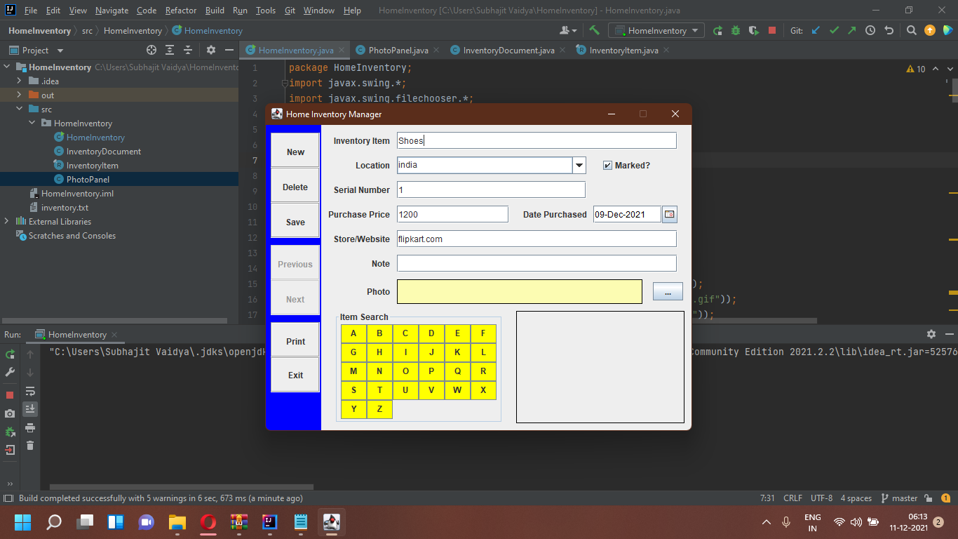 GitHub - subhajitbaidya/homeInventoryJava: My Home Inventory Project