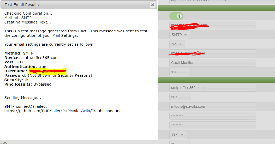 SMTP connect() failed · Issue 556 · Cacti/plugin_thold · GitHub