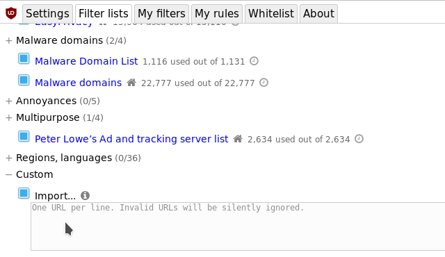 how to whitelist a website ublock origin