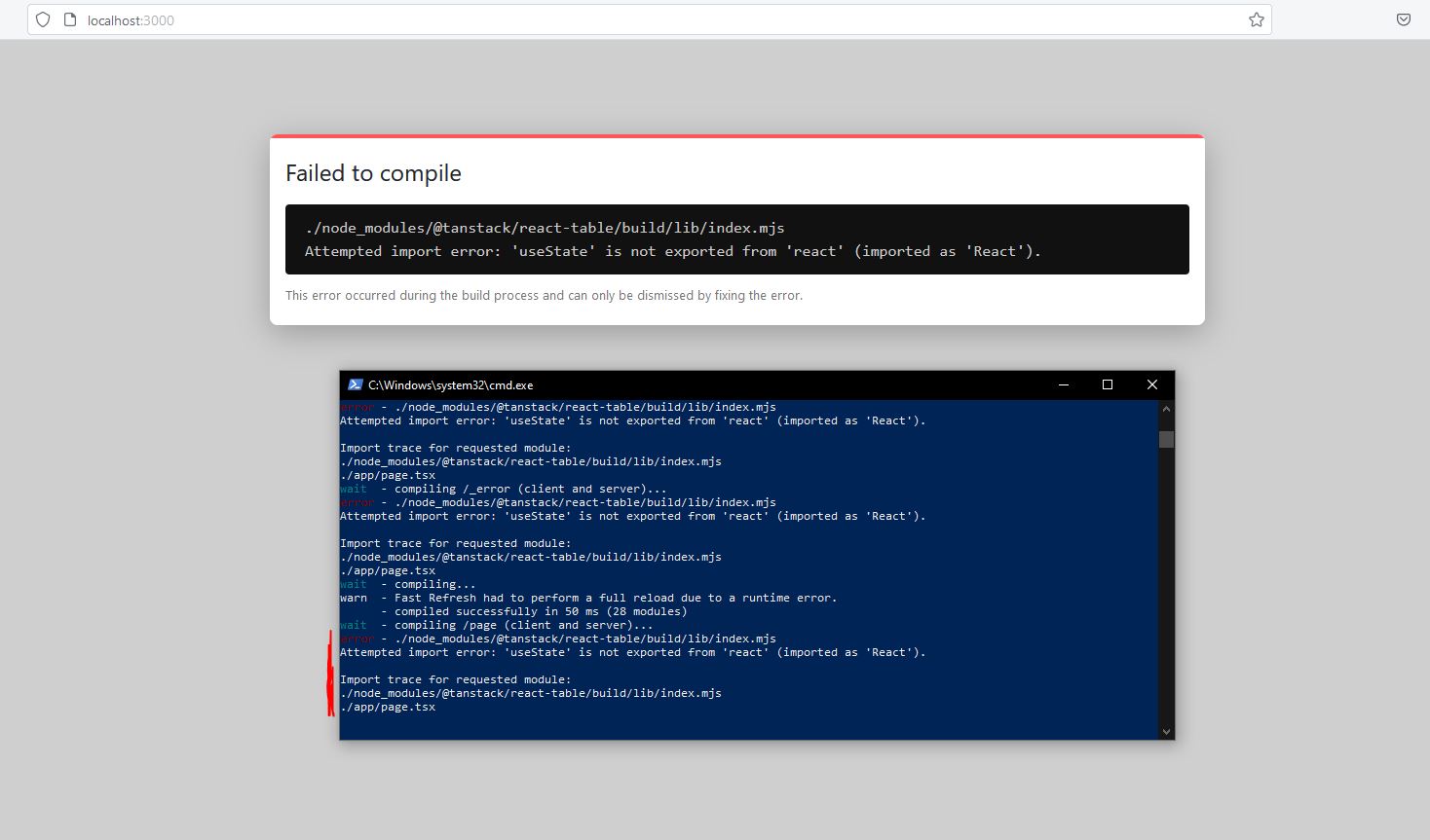 Attempted import error: 'useState' is not exported from 'react' · Issue ...