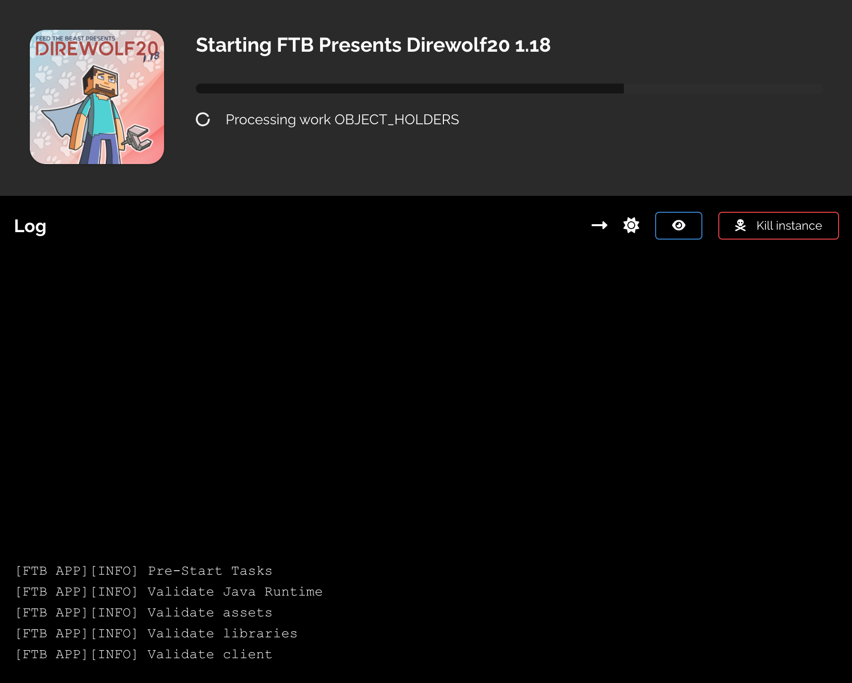 Direwolf20 1.18 stuck in loading screen · Issue #600 · FTBTeam/FTB-App ...