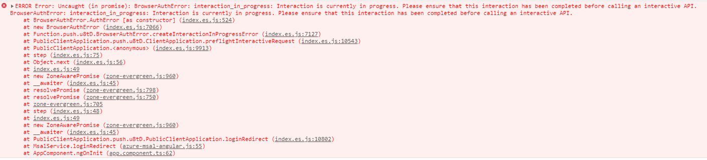 BrowserAuthError: interaction_in_progress: Interaction is currently in ...