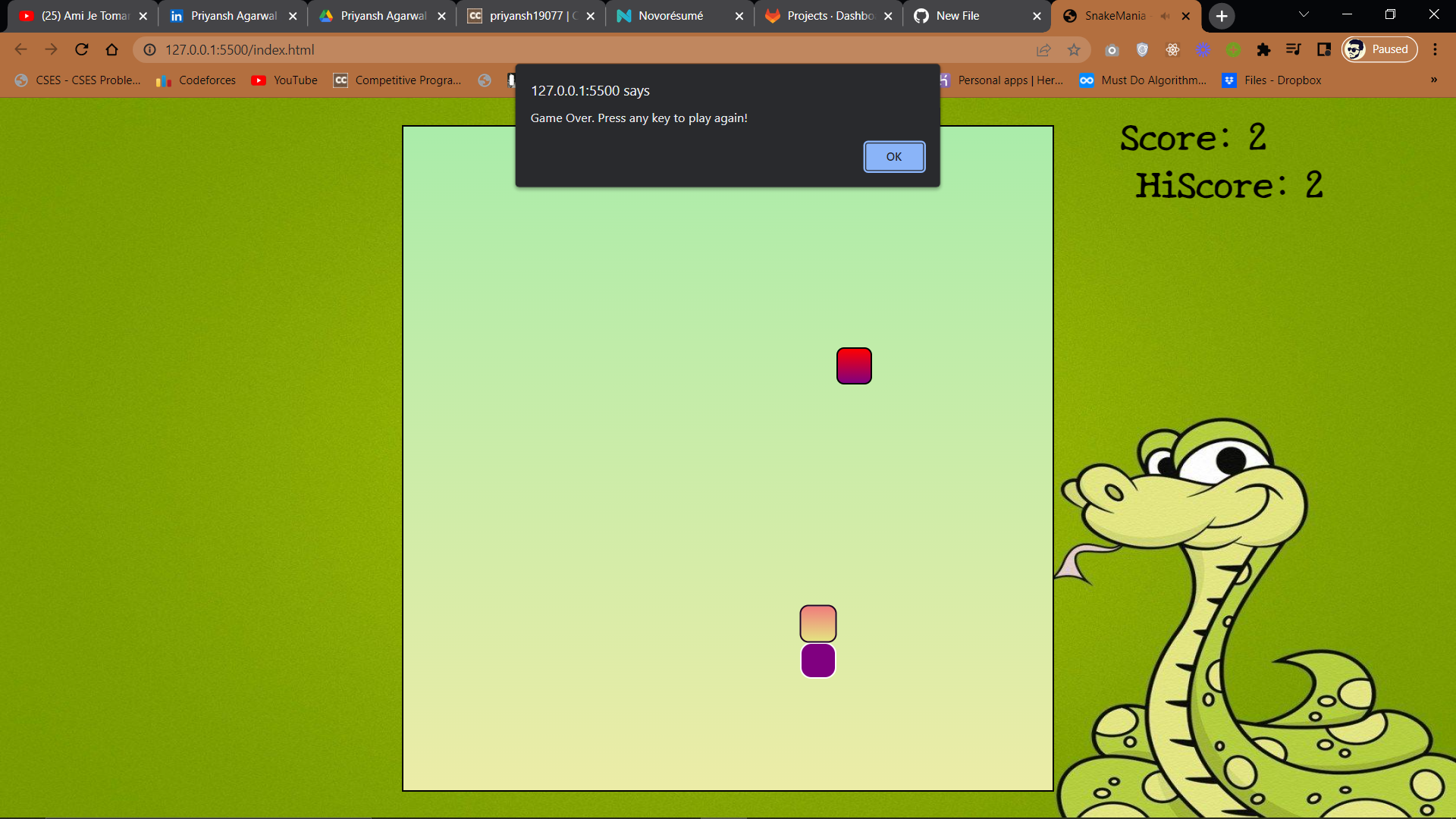 GitHub - sanskar-saxena/Slither-Snake-Gamee: Made using HTML5, CSS3 ...