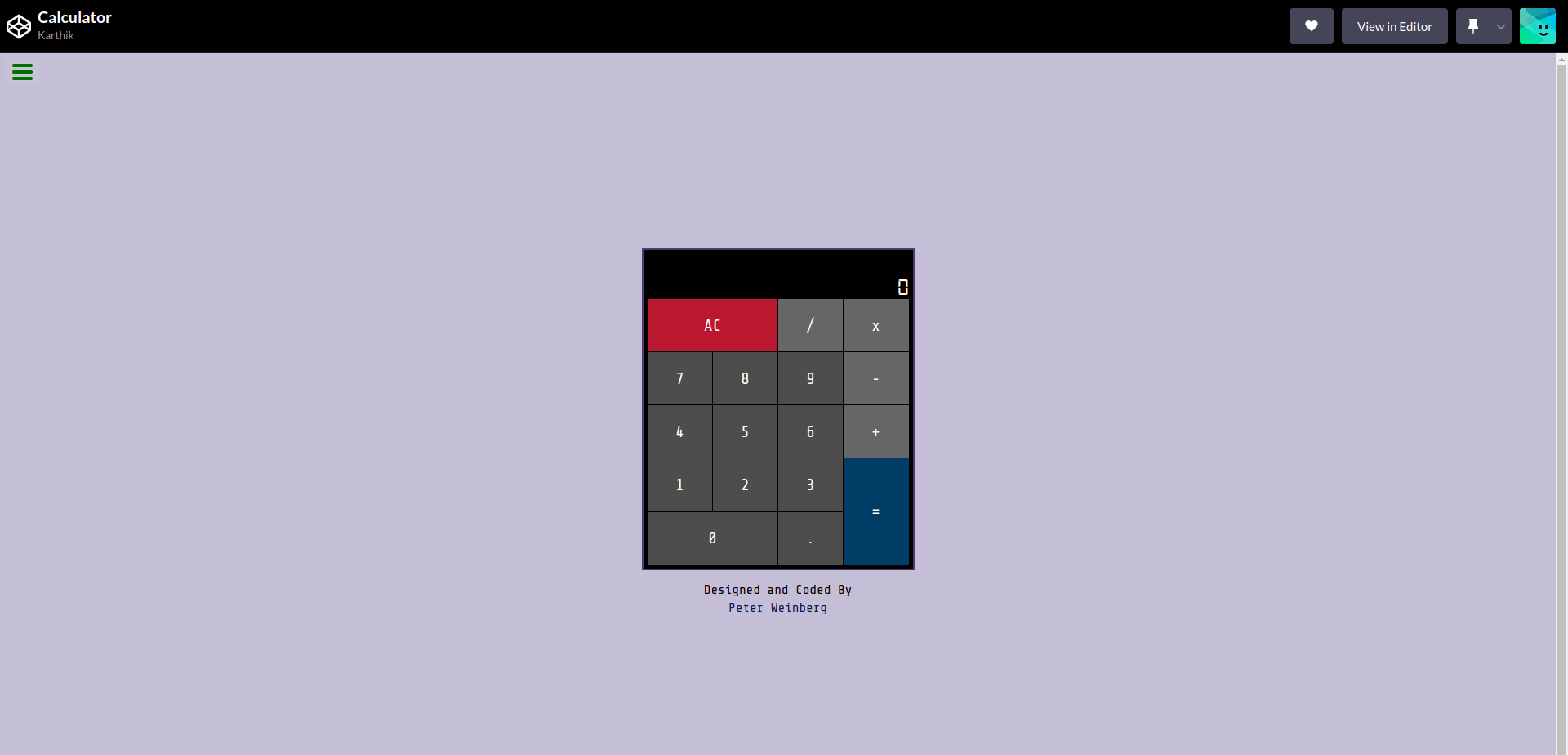 GitHub - aukarthik/Calculator: javascript calculator