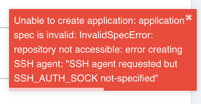 Poor error message if an SSH repository URL is entered into "New App ...