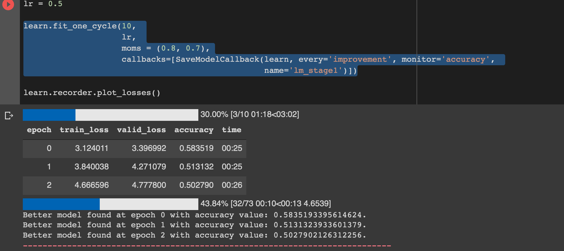 SaveModelCallback seems to be saving model when performance decreases ...
