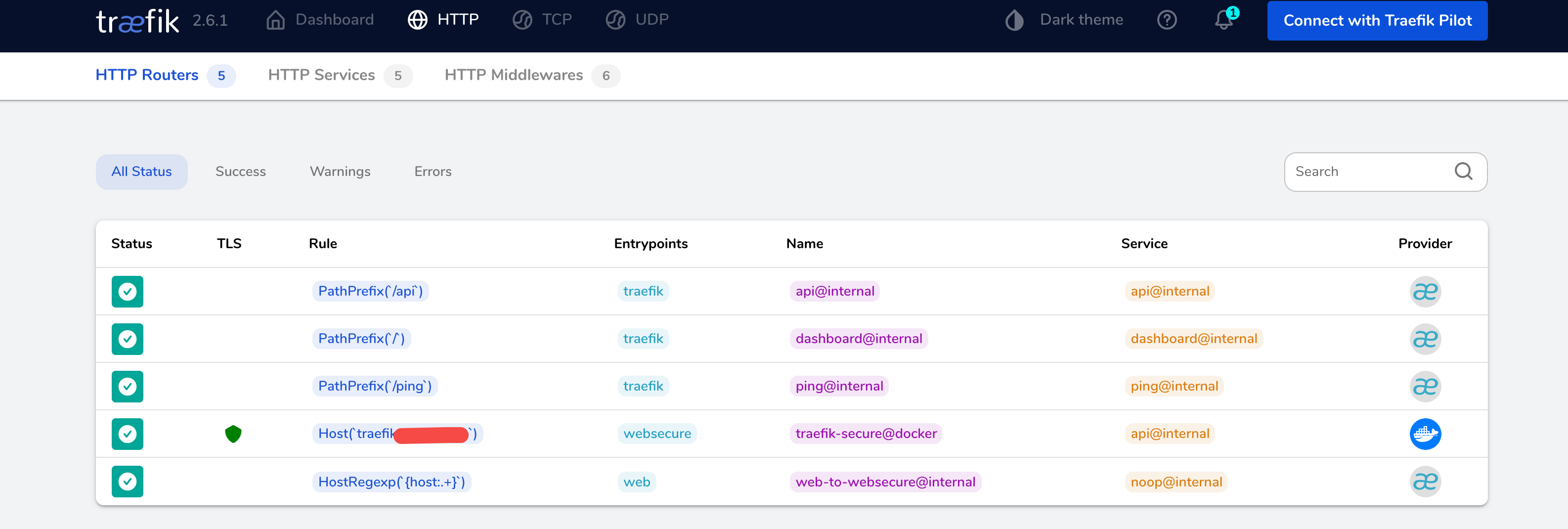 routers with default tls config cannot found in dashboard · Issue 8938