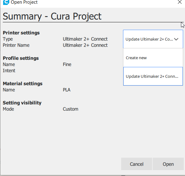 Open project in different type of printer · Issue #10496 · Ultimaker ...