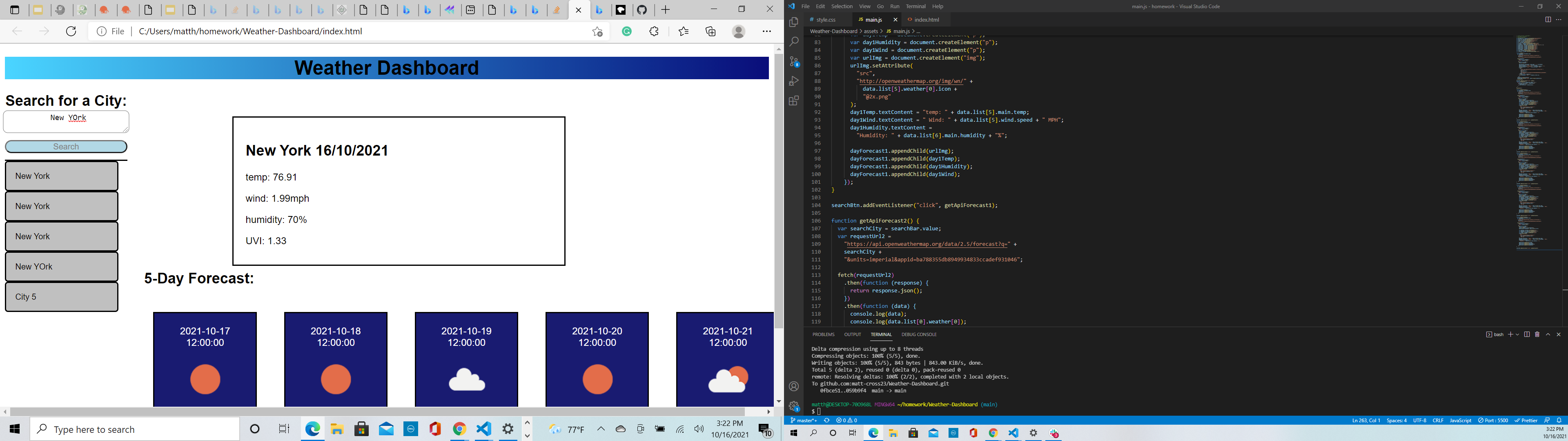 GitHub - matt-cross23/Weather-Dashboard