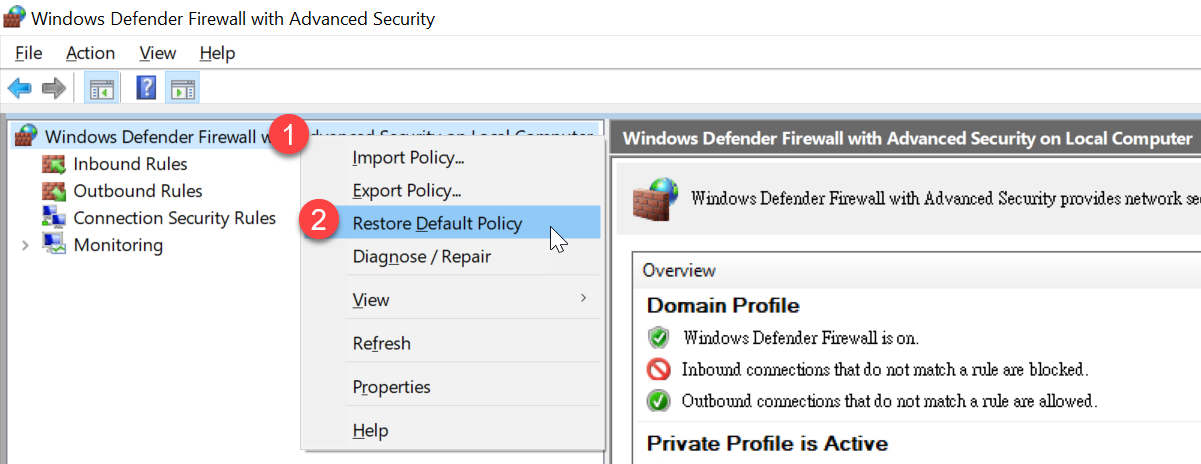 Windows Defender Firewall with Advanced Security