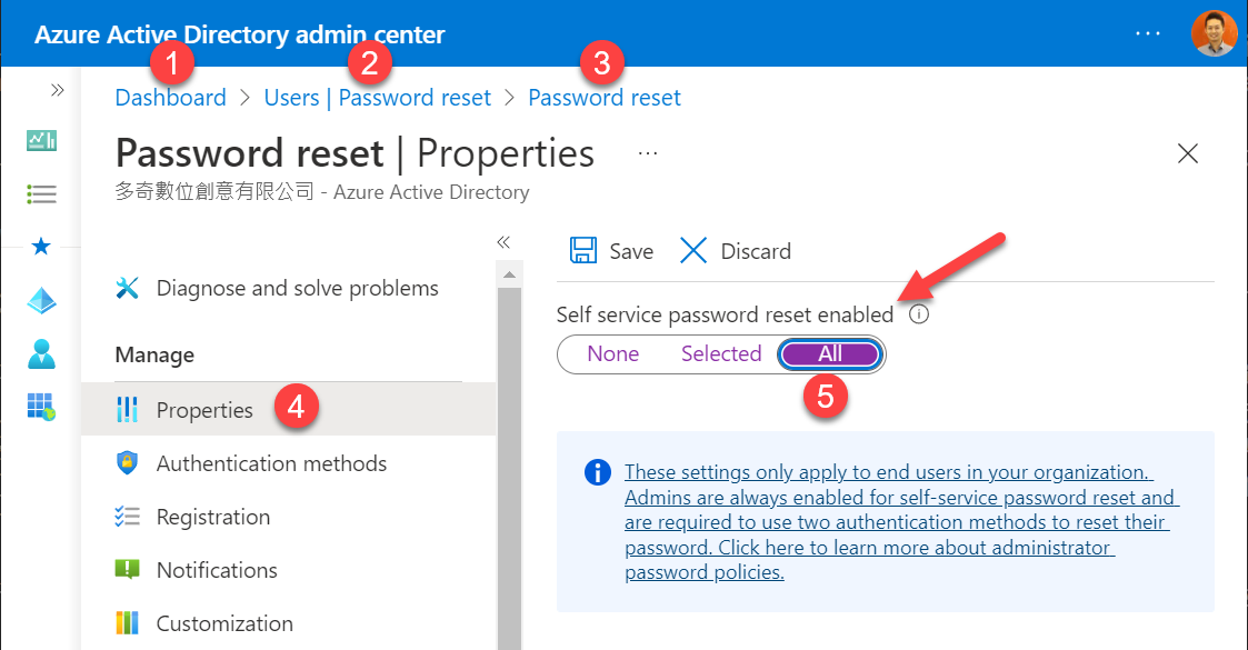 Password reset | Properties