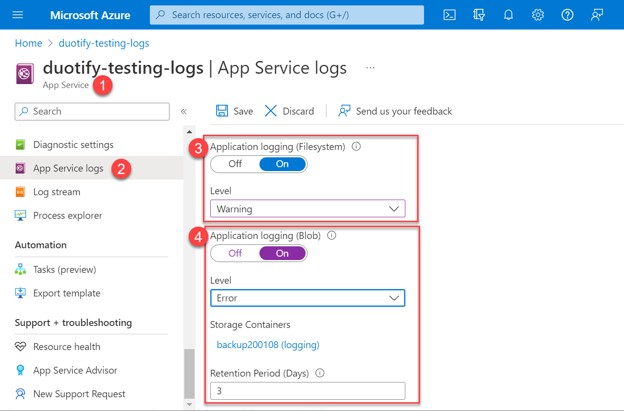 應用程式記錄 (Application Logging)