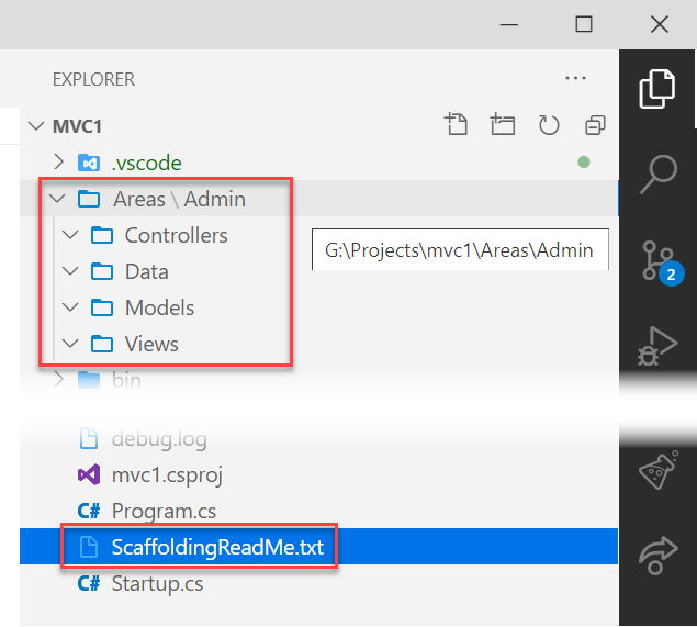 建立 ASP.NET Core MVC 的 Area 目錄結構