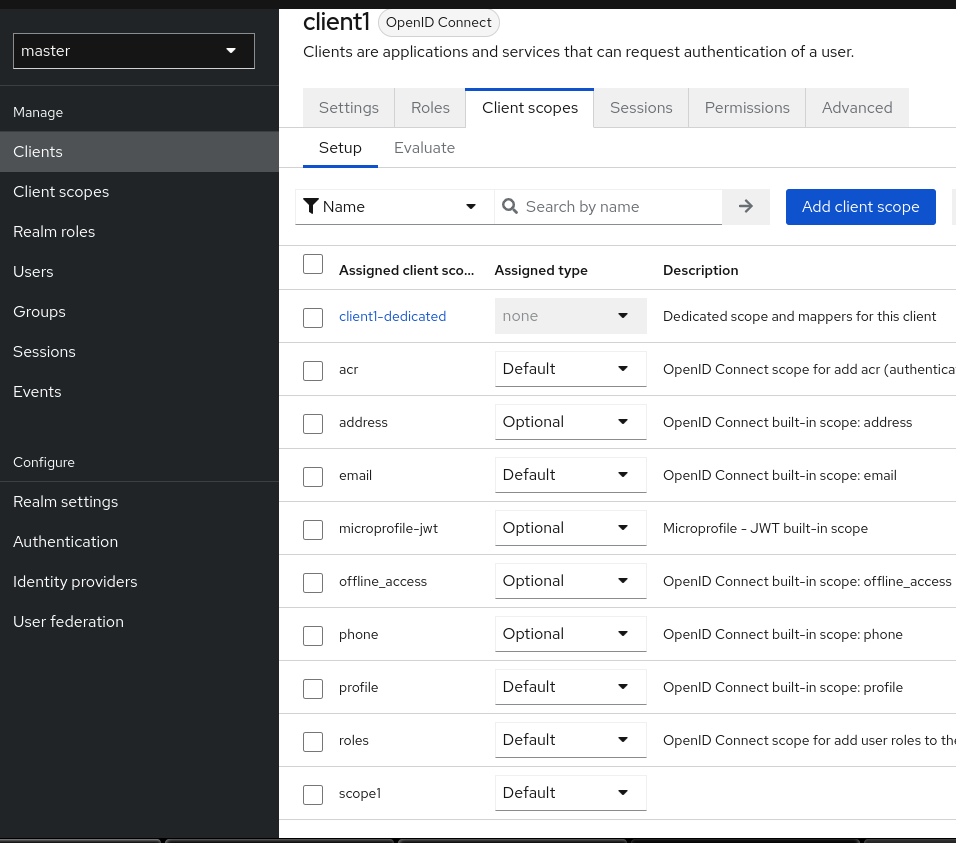 Missing items in Client -> Client scopes list on the next page · Issue ...