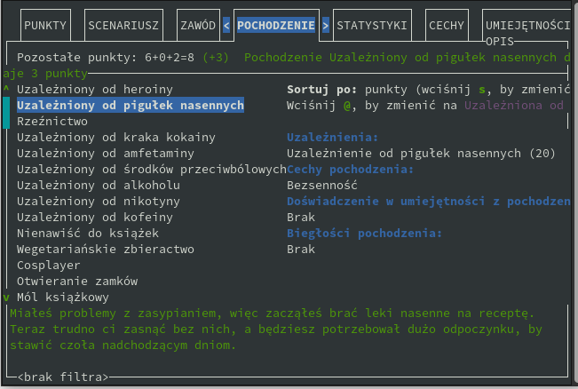Character creation - Background -- 80x24 -- Polish