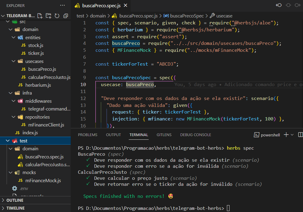 Change folder of specs · Issue #6 · herbsjs/herbarium · GitHub