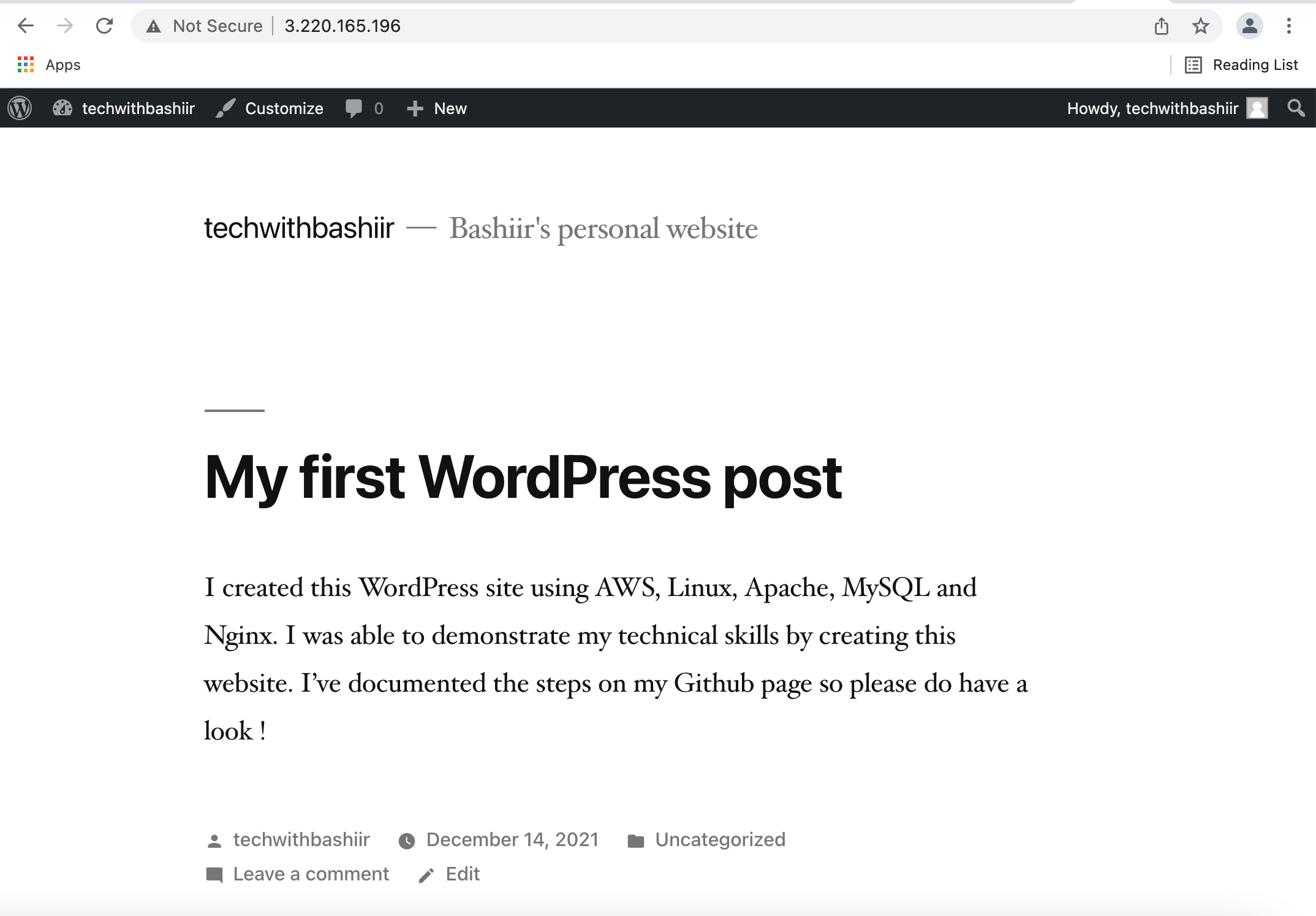 GitHub - ahus96/WordPressProject: WordPress Project - Using AWS, Linux ...