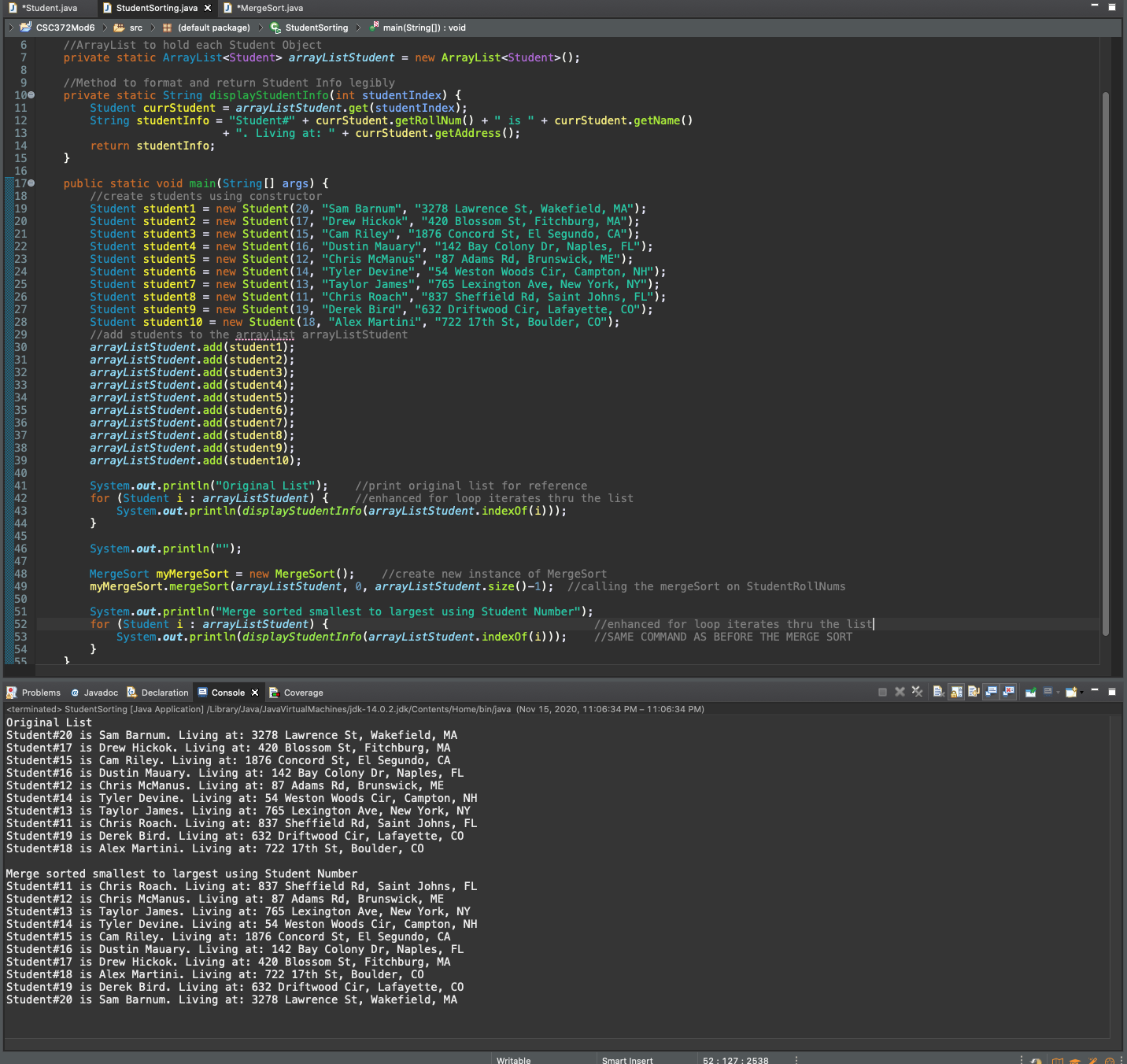 GitHub - Adronious/CSC372_Mod_6: Java program using a Merge sort