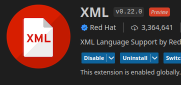Liberty Config Language Server incompatible with XML by Red Hat v0.22.0 ...