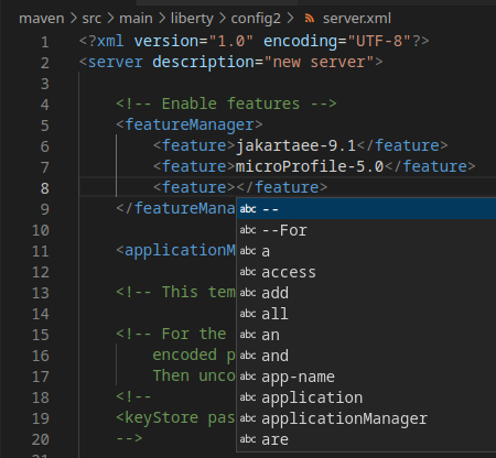 Liberty Config Language Server incompatible with XML by Red Hat v0.22.0 ...