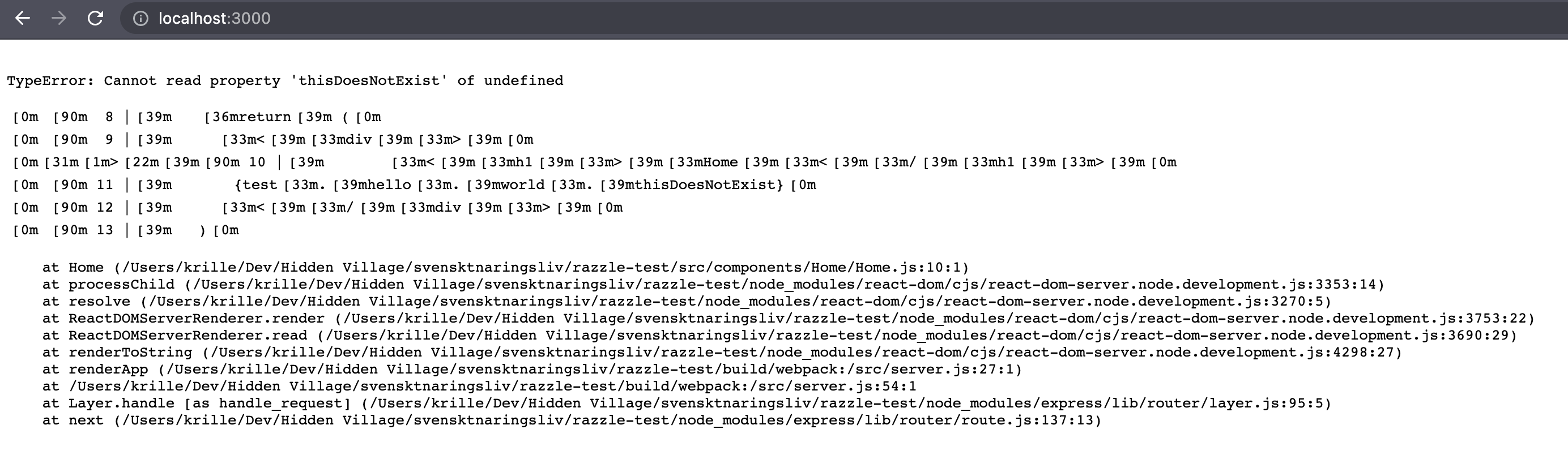 Error output does not format colors · Issue #1724 · jaredpalmer/razzle ...