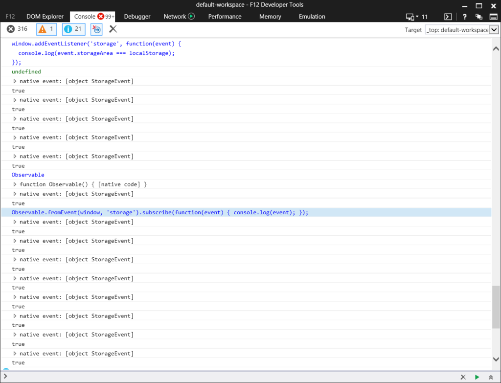 Observable.fromEvent(window, 'storage') doesn't work on IE 11? · Issue