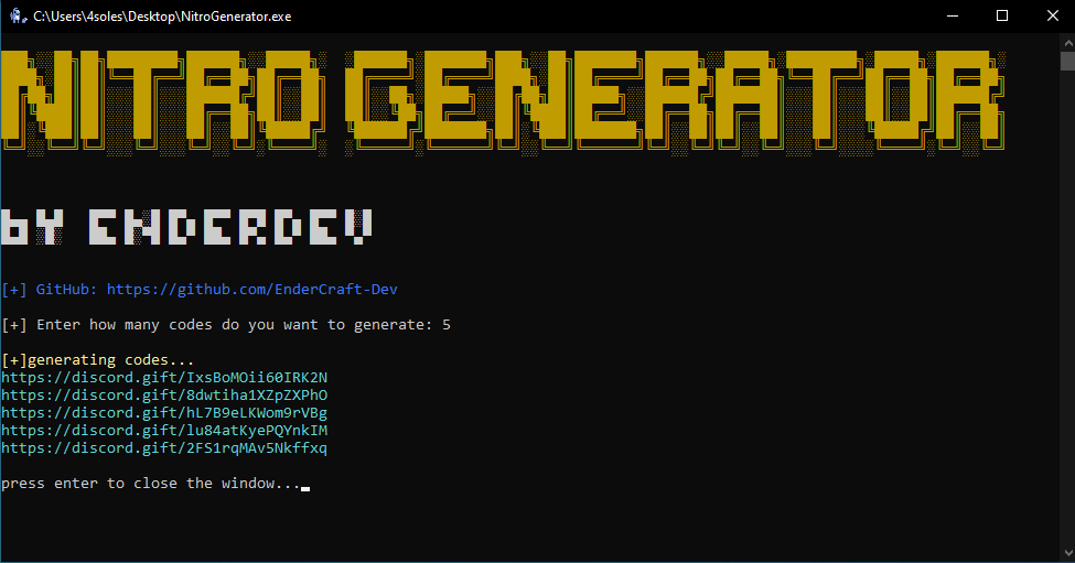 GitHub - EnderCraft-Dev/NitroGenerator