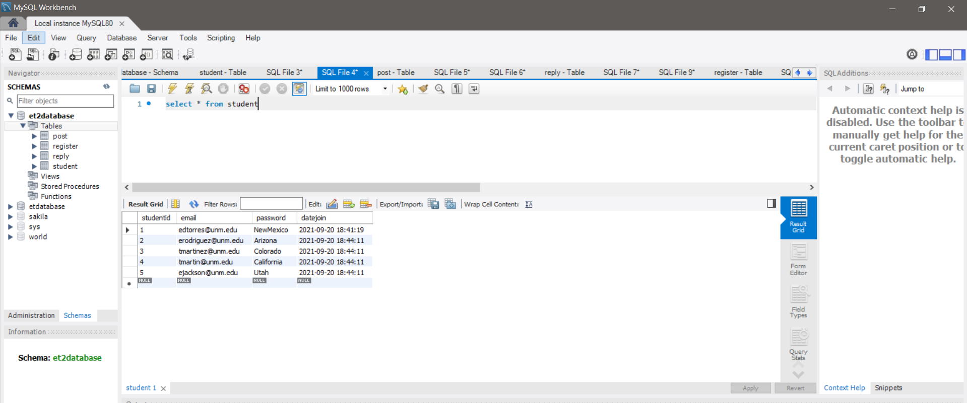 Create SQL inserts & select query · Issue #11 · editorr5/Campus ...