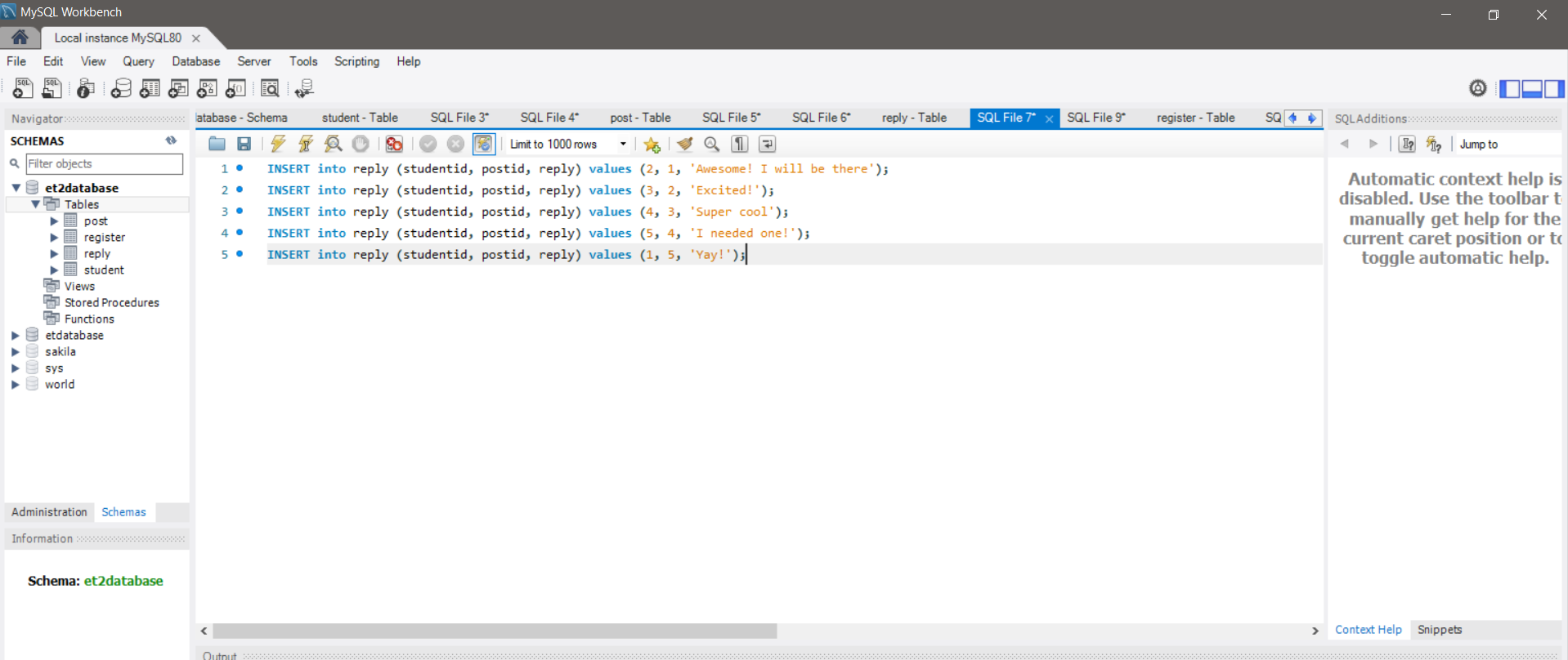 Create SQL inserts & select query · Issue #11 · editorr5/Campus ...