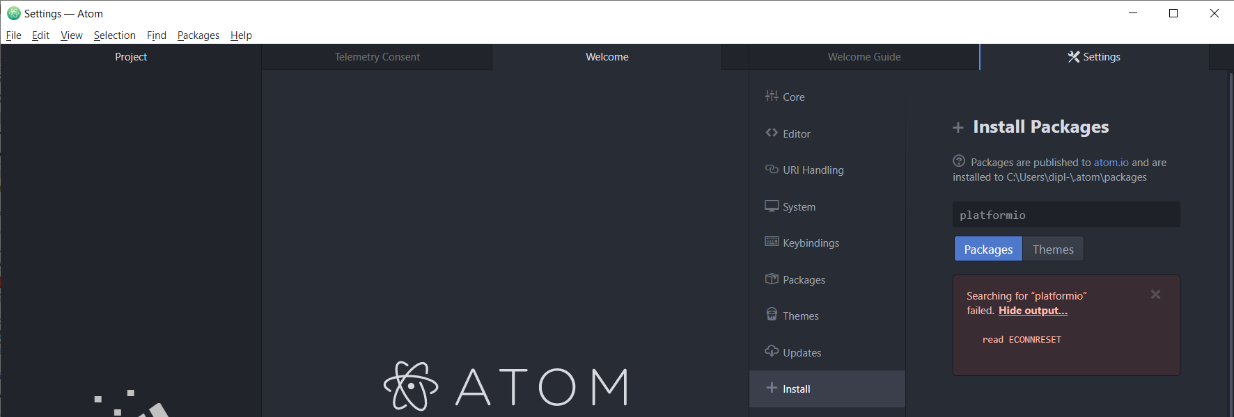 searching for platformio failed · Issue #23574 · atom/atom · GitHub