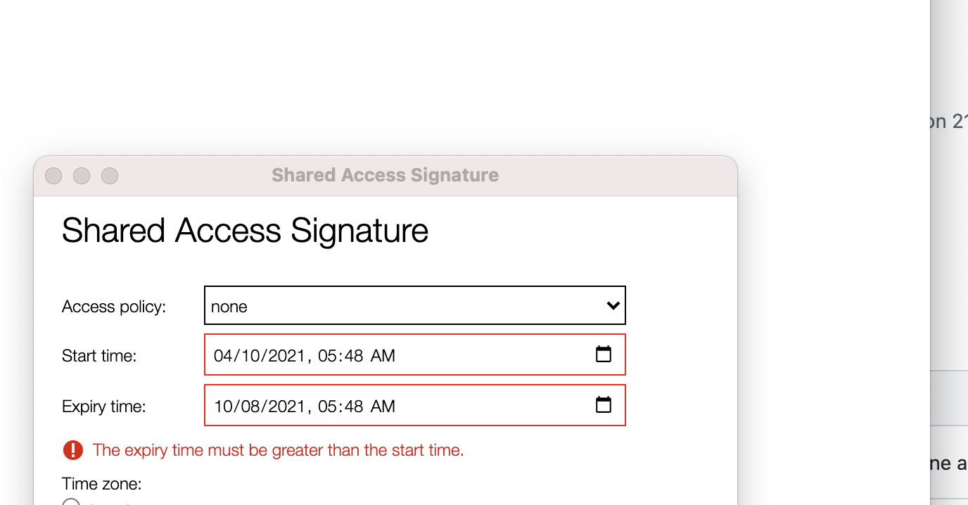 A11y_Azure Tools Storage Explorer _Get Shared Access Signature