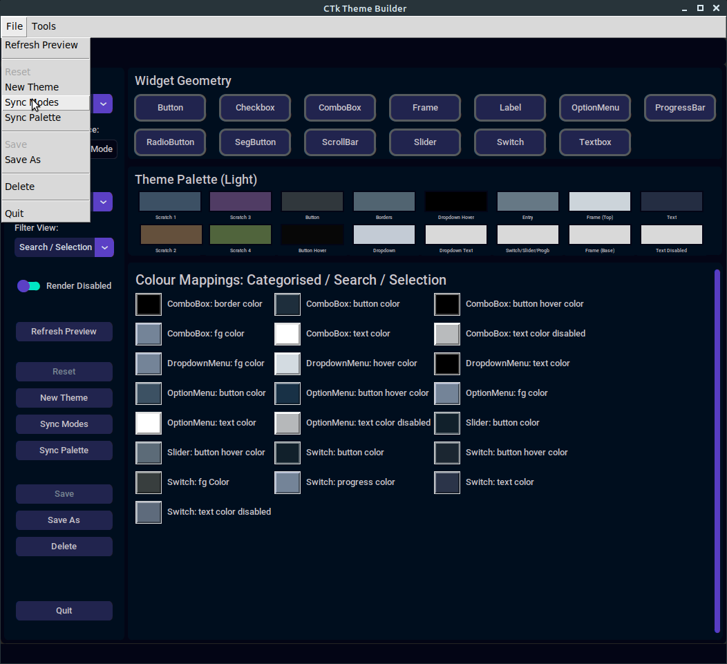 CustomTkinter theme coloured Menu class · TomSchimansky CustomTkinter ...