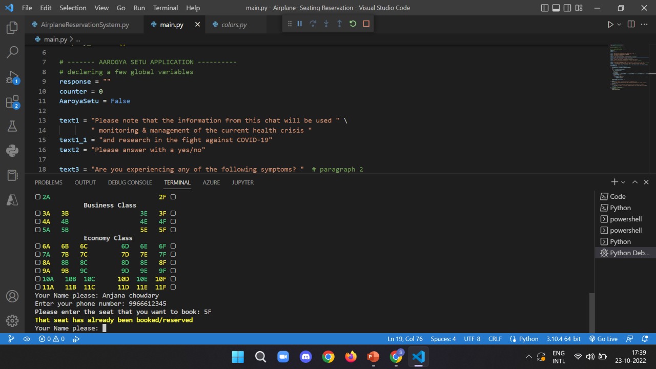 GitHub - Anjna25/Airplane_Seating_Reservation-System: Book your seat in ...
