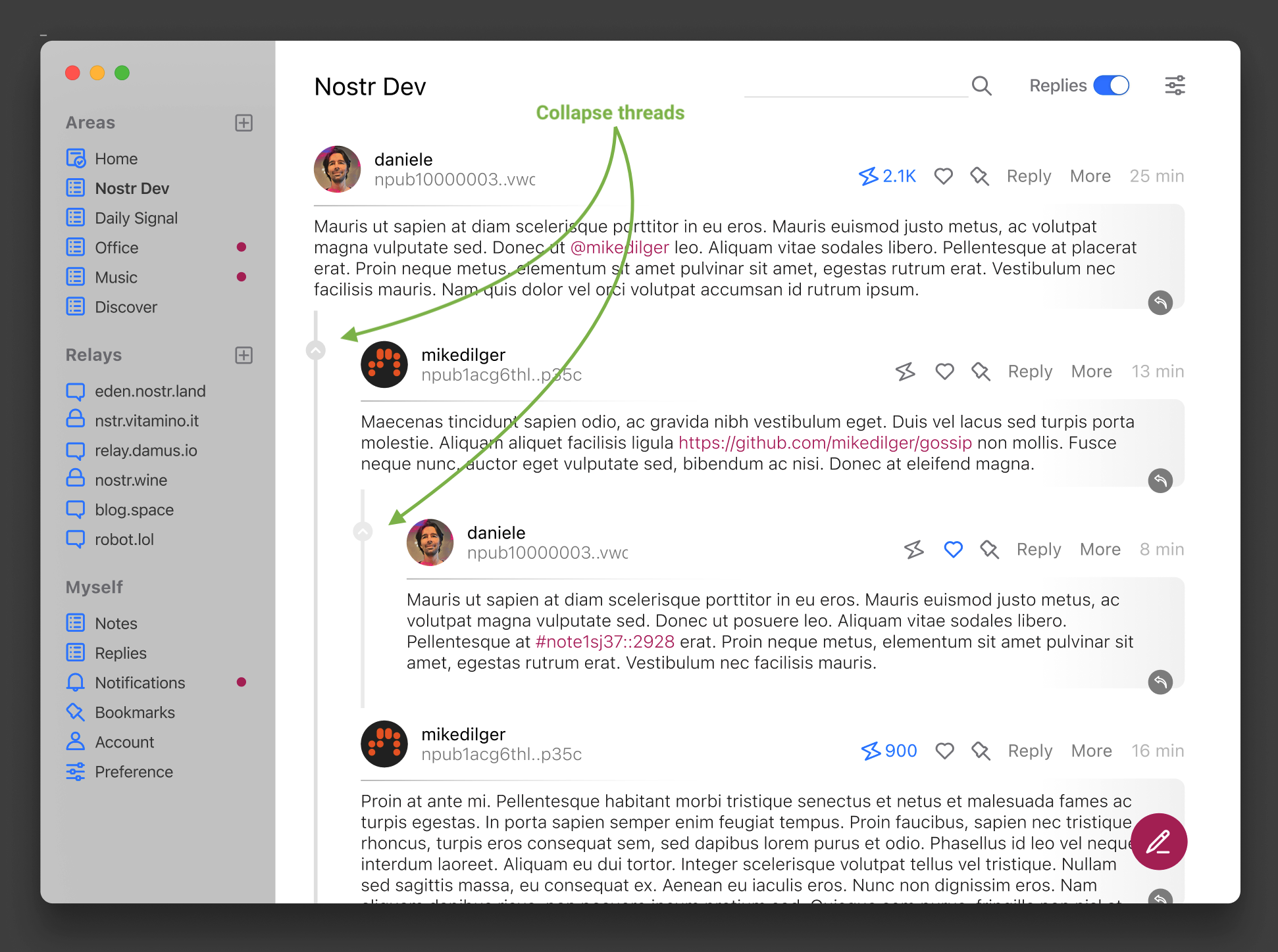 Add the possibility to collapse threads by dtonon · Pull Request 290 · mikedilger/gossip · GitHub
