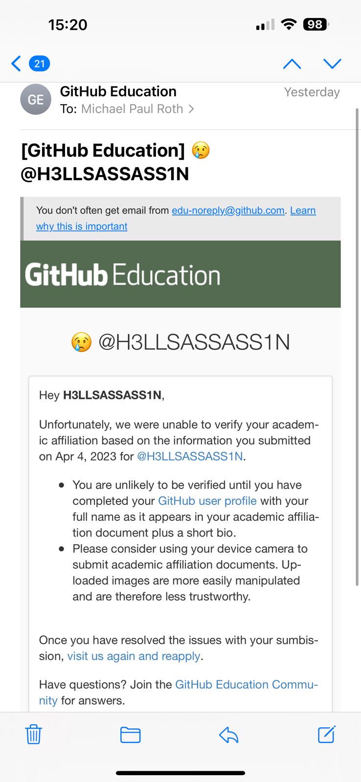 Student application · community · Discussion #52041 · GitHub