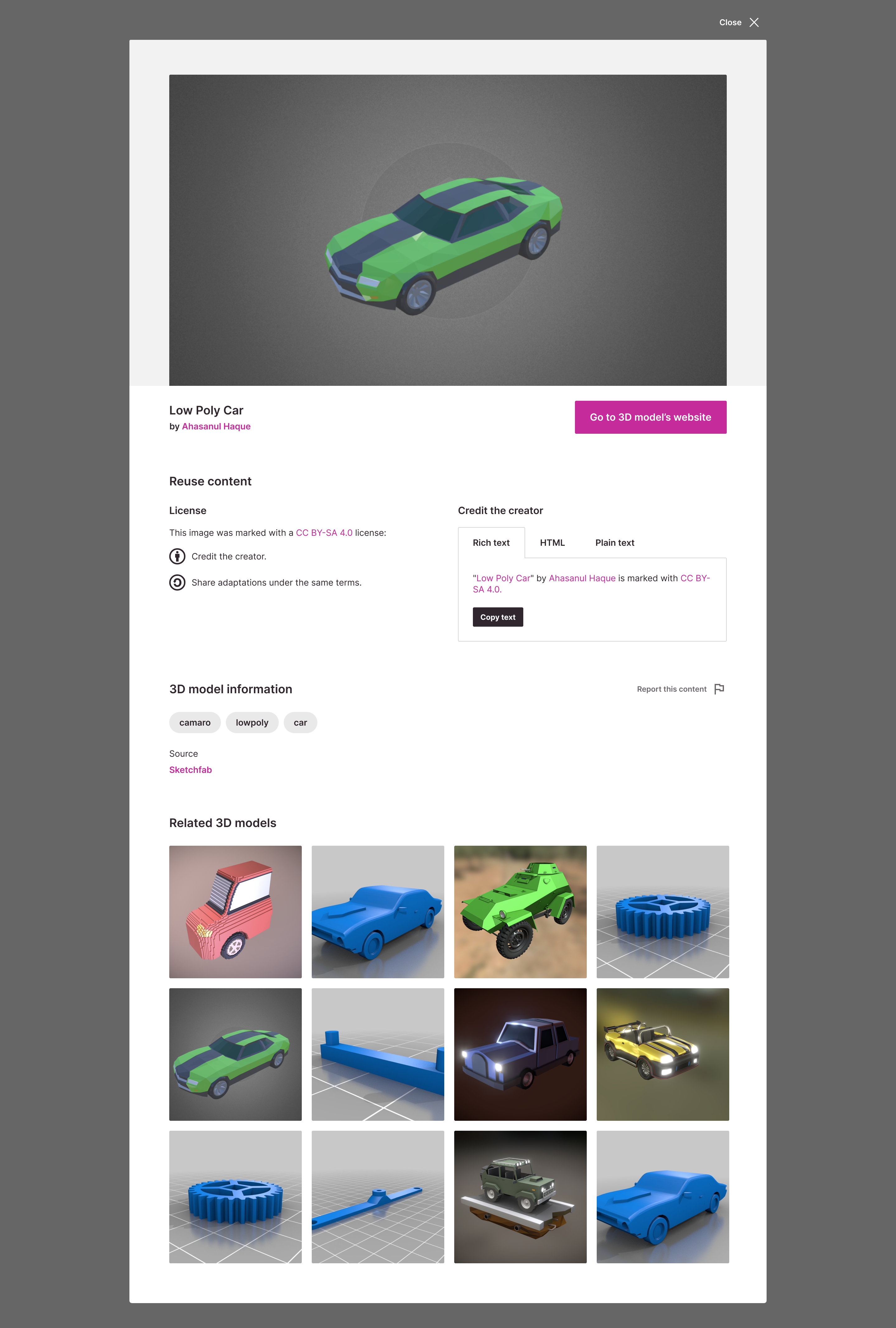 Single result : Modal  3D model